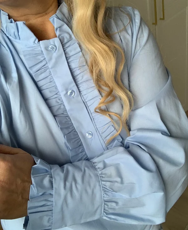 Hot B1197 shirt sky blue Bluser | Skjorter
