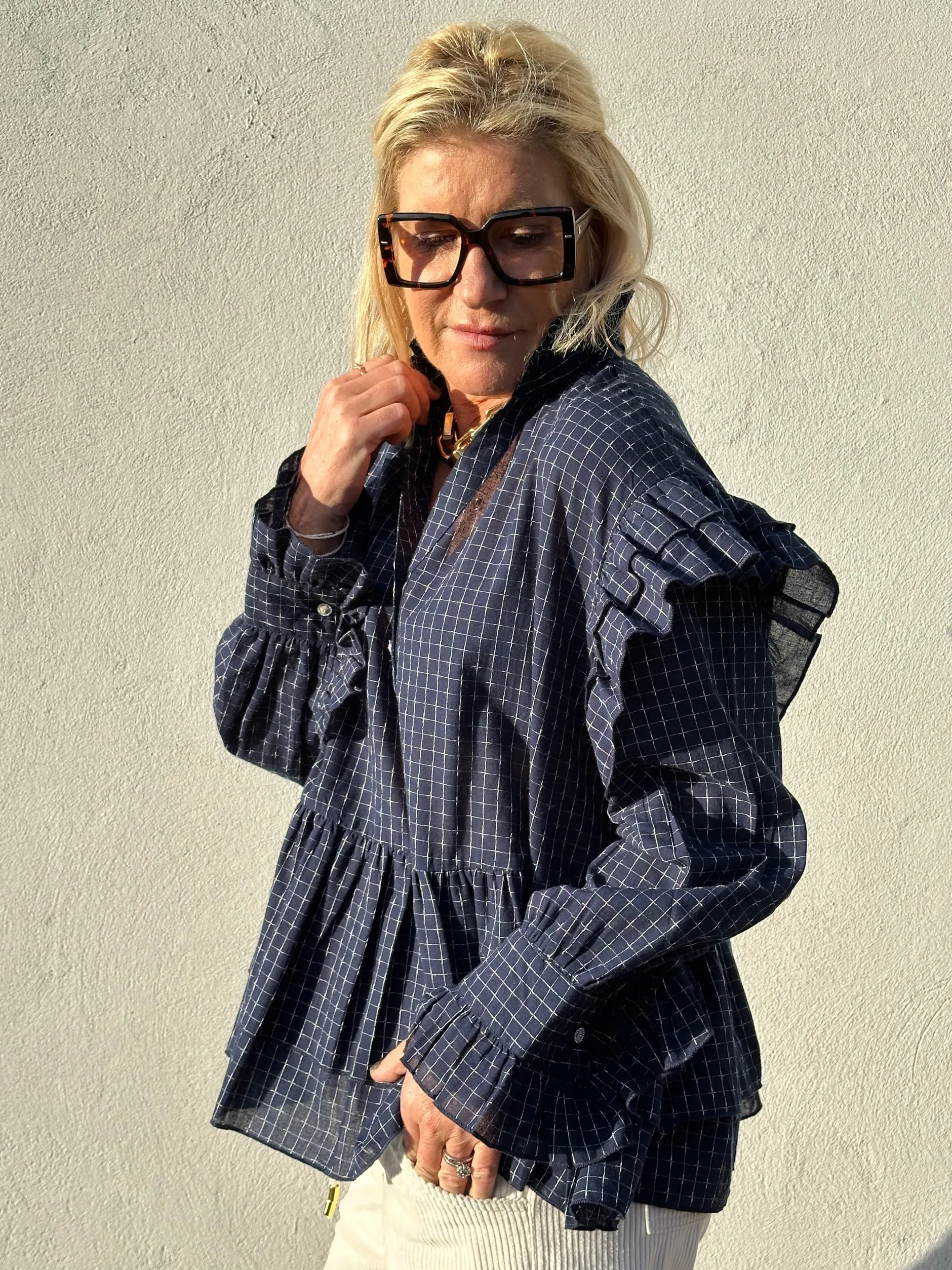 gaspar__jada_bluse_blue_1.webp Online 2501307 Jada bluse Bluser