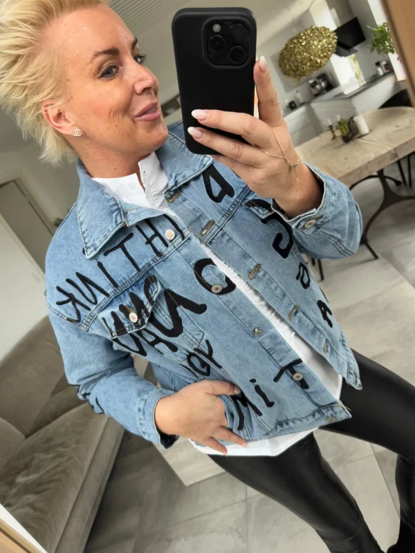 Discount 9925 Sabrina jakke denim embrodery Overtøj