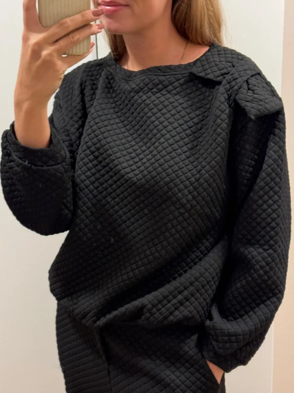 Hot 9906 Shirly quilted sweat bow Sweatshirts
